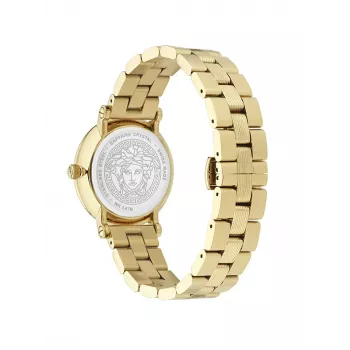 VERSACE Sieviešu VE7F00623 Šveices kvarca pulkstenis 35mm melns ciparnīca ādas siksniņa