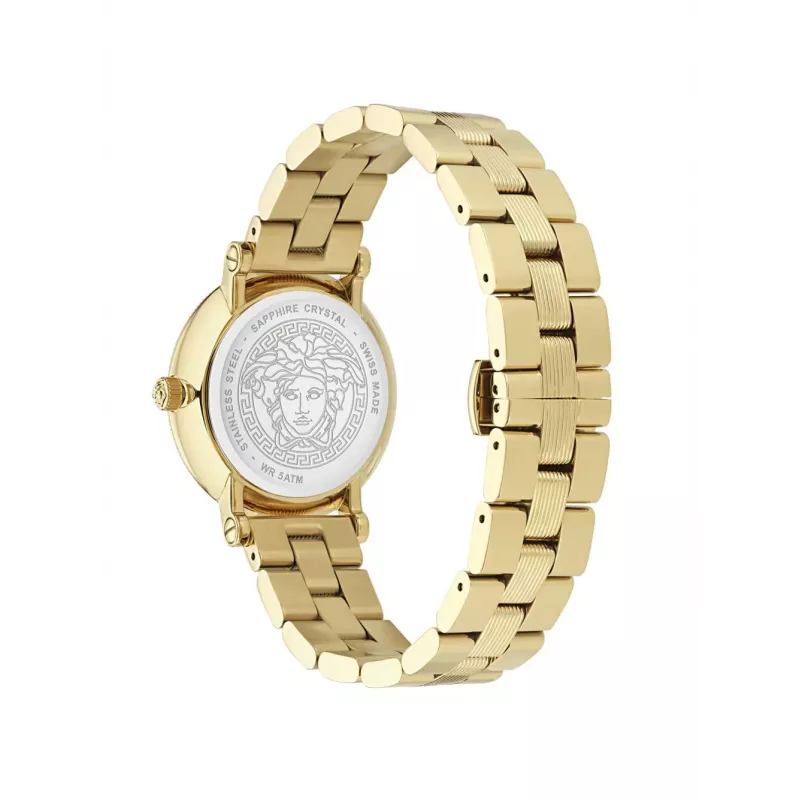 VERSACE Sieviešu VE7F00623 Šveices kvarca pulkstenis 35mm melns ciparnīca ādas siksniņa