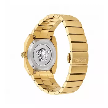 VERSACE Sieviešu VE8F00424 kvarca pulkstenis, 44mm melns ciparnīca ar ādas siksnu