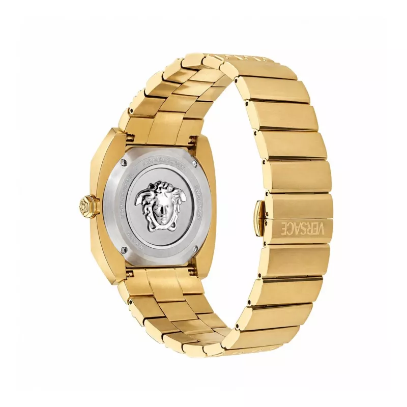 VERSACE Sieviešu VE8F00424 kvarca pulkstenis, 44mm melns ciparnīca ar ādas siksnu