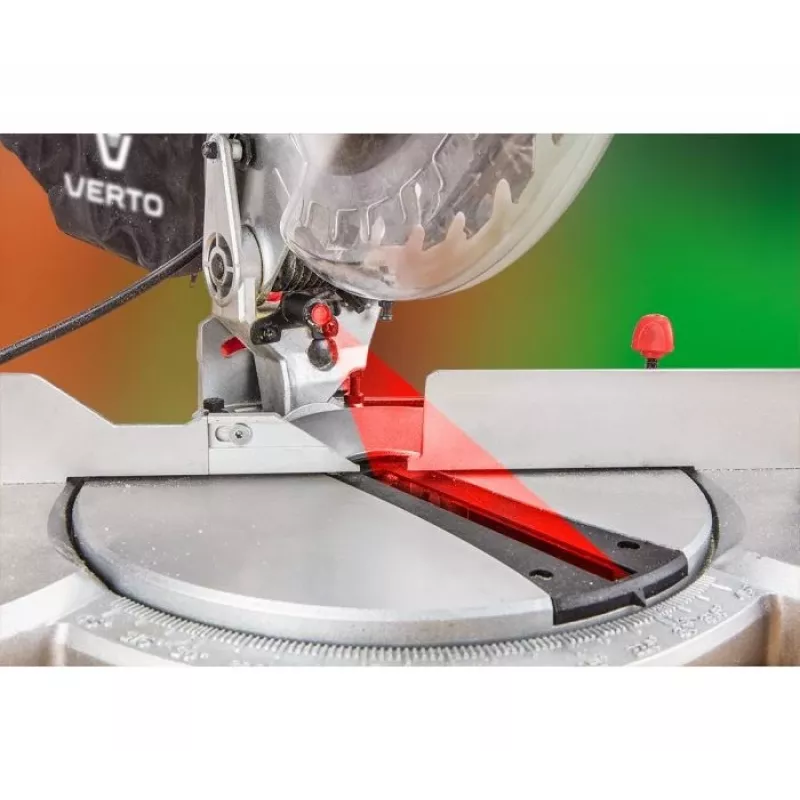 VERTO Leņķzāģis 1500W, 210 x 30 mm Disks, 5000 RPM, Lāzera Vadotne, Alumīnija Pamatne