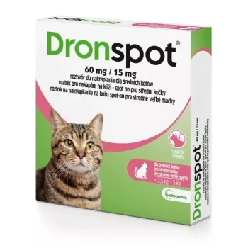 Vetoquinol DRONSPOT Spot-On Attārpošanas Līdzeklis Vidējiem Kaķiem (2.5-5 kg) - 2 Pipetes