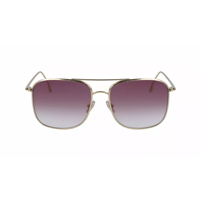 Victoria Beckham VB202S-712 Sieviešu lielizmēra kvadrātveida saulesbrilles ar zelta metāla rāmi un brūni gradienta lēcām 59mm
