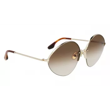 Victoria Beckham VB220S-702 Sieviešu lielizmēra kvadrātveida saulesbrilles Zelts Brūns gradients 64mm