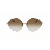 Victoria Beckham VB220S-702 Sieviešu lielizmēra kvadrātveida saulesbrilles Zelts Brūns gradients 64mm