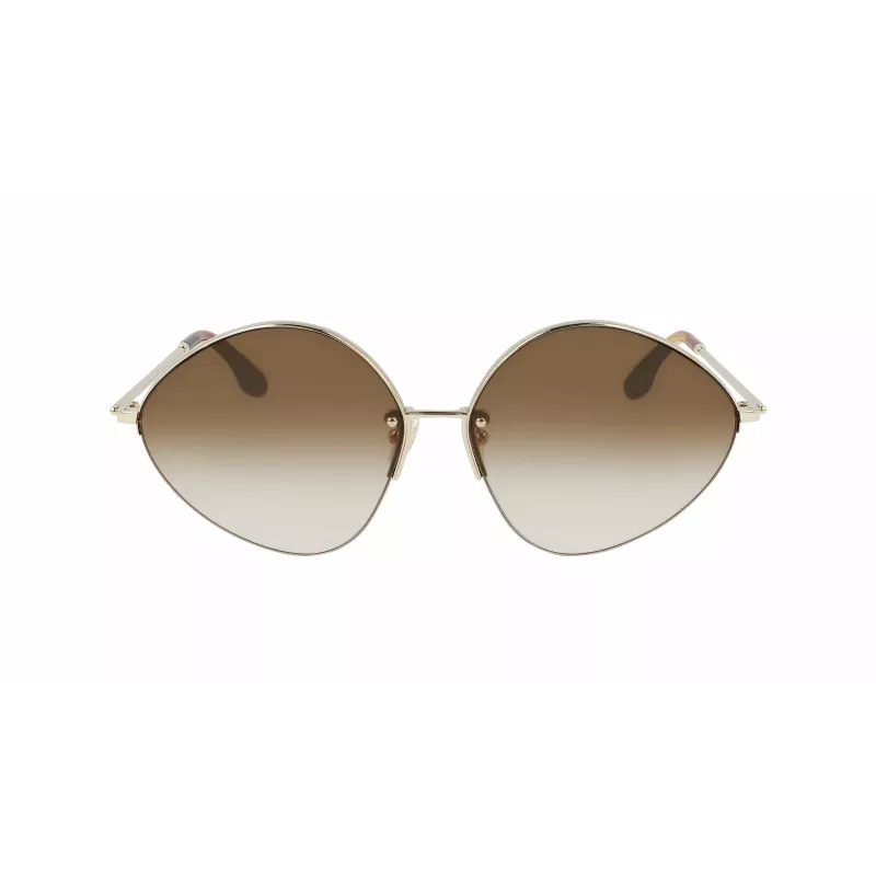 Victoria Beckham VB220S-702 Sieviešu lielizmēra kvadrātveida saulesbrilles Zelts Brūns gradients 64mm