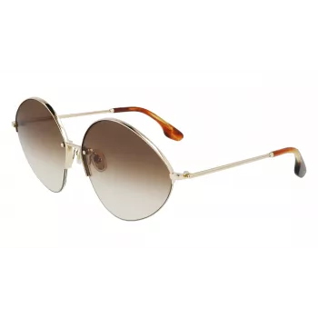 Victoria Beckham VB220S-702 Sieviešu lielizmēra kvadrātveida saulesbrilles Zelts Brūns gradients 64mm