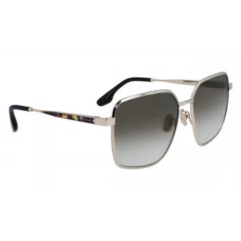 Victoria Beckham VB234S-700 Sieviešu lielizmēra kvadrātveida saulesbrilles, zelta rāmis, brūnas lēcas, 59 mm