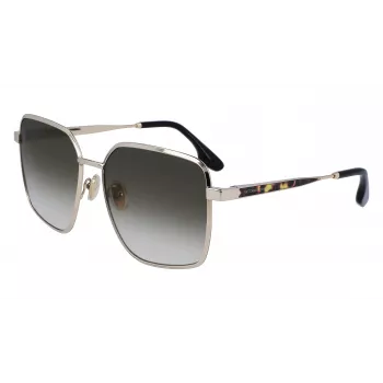 Victoria Beckham VB234S-700 Sieviešu lielizmēra kvadrātveida saulesbrilles, zelta rāmis, brūnas lēcas, 59 mm