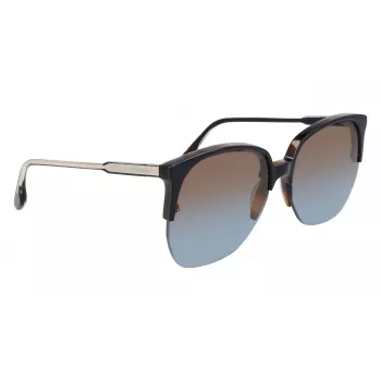 Victoria Beckham VB617S-005 Sieviešu lielizmēra kvadrātveida saulesbrilles, spīdīgi melns rāmis, pelēkas lēcas, 63/15/140 mm