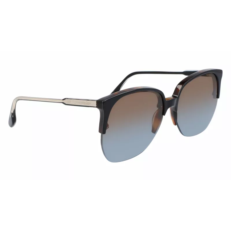 Victoria Beckham VB617S-005 Sieviešu lielizmēra kvadrātveida saulesbrilles, spīdīgi melns rāmis, pelēkas lēcas, 63/15/140 mm