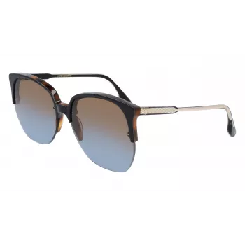 Victoria Beckham VB617S-005 Sieviešu lielizmēra kvadrātveida saulesbrilles, spīdīgi melns rāmis, pelēkas lēcas, 63/15/140 mm