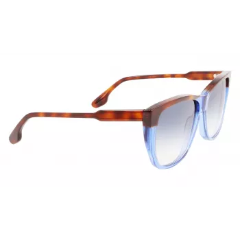 Victoria Beckham VB639S-418 Sieviešu lielizmēra kvadrātveida saulesbrilles - tumši zils acetāta rāmis ar pelēkiem gradienta stikliem