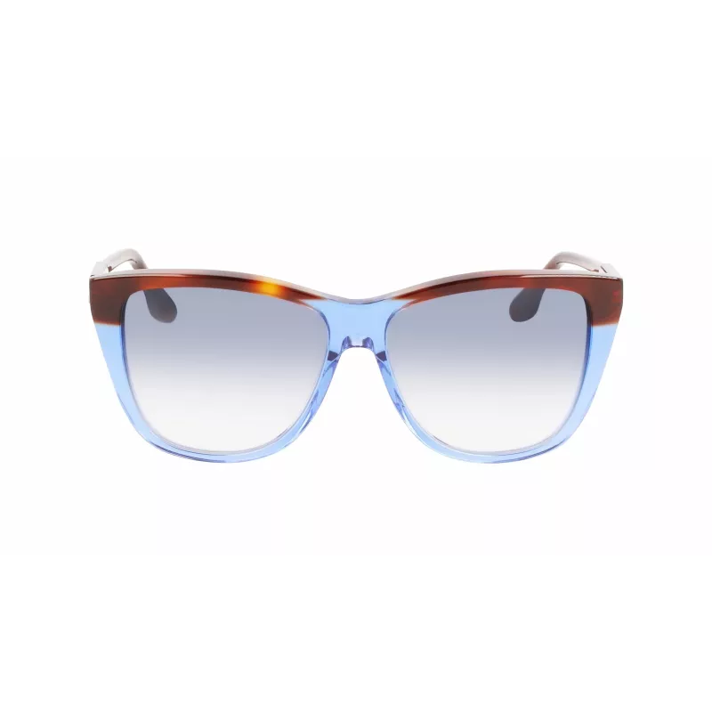 Victoria Beckham VB639S-418 Sieviešu lielizmēra kvadrātveida saulesbrilles - tumši zils acetāta rāmis ar pelēkiem gradienta stikliem