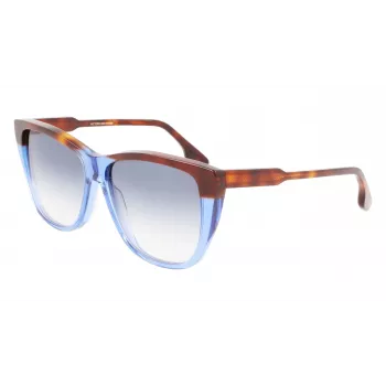 Victoria Beckham VB639S-418 Sieviešu lielizmēra kvadrātveida saulesbrilles - tumši zils acetāta rāmis ar pelēkiem gradienta stikliem