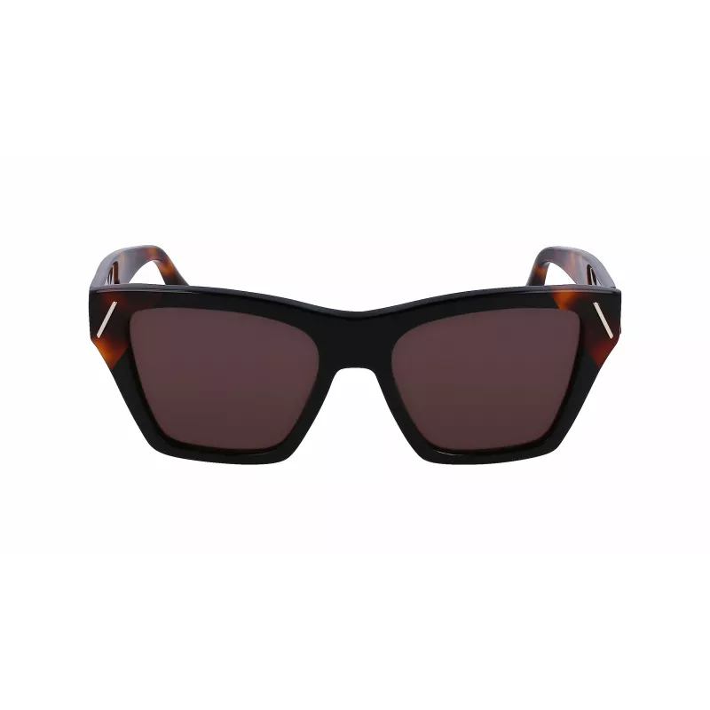 Victoria Beckham VB646S-001 Sieviešu kvadrātveida saulesbrilles - Melns acetāta rāmis ar pelēkām polikarbonāta lēcām - 55/18/145 mm