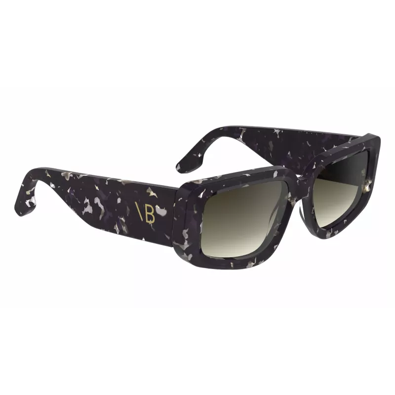 Victoria Beckham VB670S-010 Sieviešu lielizmēra kvadrātveida saulesbrilles, melns acetāts, pelēka lēca, 54 mm