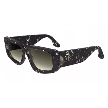 Victoria Beckham VB670S-010 Sieviešu lielizmēra kvadrātveida saulesbrilles, melns acetāts, pelēka lēca, 54 mm