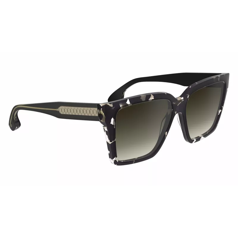 Victoria Beckham VB672S5715010 Sieviešu lielizmēra kvadrātveida saulesbrilles - Melns acetāta rāmis, Pelēkas polikarbonāta lēcas, 57/15/140 mm