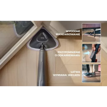 Vileda Steam Plus Pro tvaika mops - 1550W, 400ml tvertne, 2 mikrošķiedras spilventiņi, paklāja slīdnis