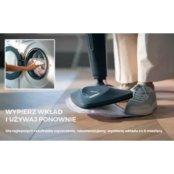 Vileda Steam Plus Pro tvaika mops - 1550W, 400ml tvertne, 2 mikrošķiedras spilventiņi, paklāja slīdnis