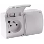 VIPLAST KOALA 162-01 Dubultā virsmas montāžas kontaktligzda ar zemējumu un vāciņu, E tips 16A 250V, IP44 balta
