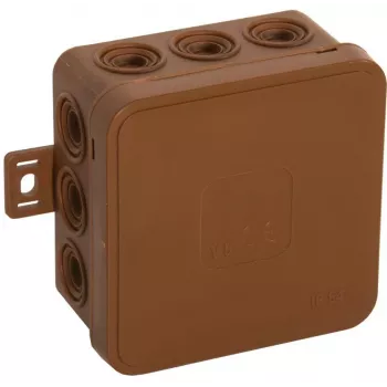 VIPLAST V5 Klik Virsmas Montāžas Tukšā Sadales Kārba, 12 Kabeļu Ievadi, Brūna, IP54, 75x75x41 mm, 035-02