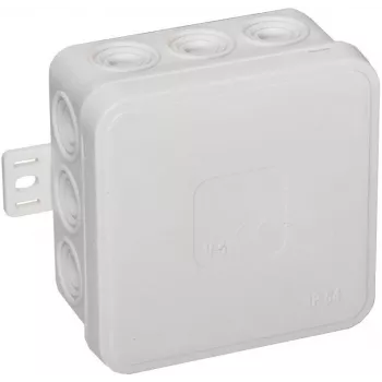 VIPLAST V5 Klik Virsmas Montāžas Tukšā Sadales Kārba, 12 Kabeļu Ievadi, IP54, Balta, 75x75x41 mm, 035-01