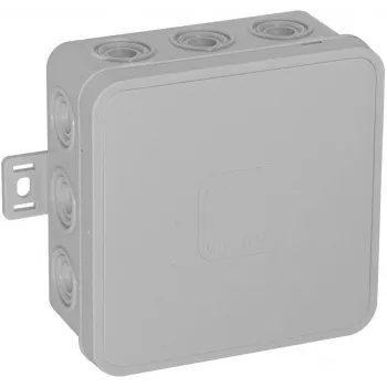 VIPLAST V7 Klik Virsmas Montāžas Tukša Sadales Kārba, 12 Kabeļu Ievadi, Pelēka, IP54, 100x100x41mm