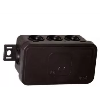 VIPLAST V8 Virsmas montāžas sadales kārba, 8 ieejas, IP54, melna, 80x45x41mm