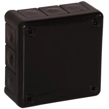 VIPLAST VP-41 Virsmas montāžas tukšā sadales kārba ar 12 kabeļu ieejām, melna, IP55, 98x98x42mm