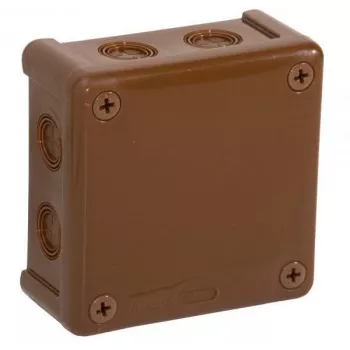 VIPLAST VP-42 virsapmetuma tukša sadales kārba, 8 kabeļu ievadi, brūna, IP55, 98x98x42 mm 042-02
