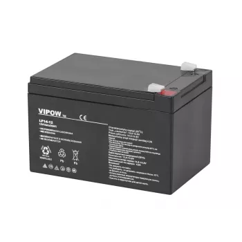 VIPOW 12V 14Ah gēla akumulators – hermētisks svina-skābes, dziļā cikla, bez apkopes