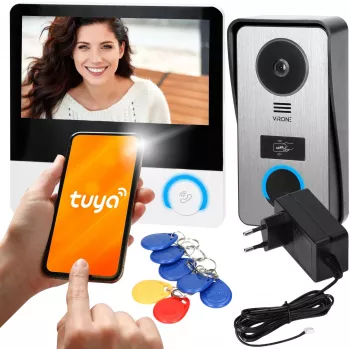 Virone VDP-67 video domofons FullHD 1080p, 7 collu krāsu LCD monitors, RFID lasītājs, Tuya Smart Wi-Fi