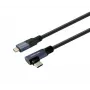 VIVOLINK USB-C uz USB-C 90° leņķa kabelis 1m – USB 3.2 Gen 2 10Gbps, 100W PD, 4K@60Hz, Melns