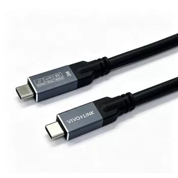 VIVOLINK USB-C uz USB-C kabelis 0.5m 20Gbps 100W PD 4K Video Melns