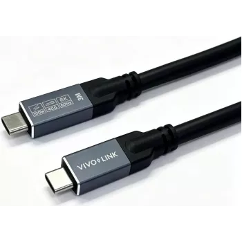 Vivolink USB4 USB-C uz USB-C kabelis 1m 40Gbps 100W 8K Uzņēmumā pārbaudīts (PROUSB4MM1)