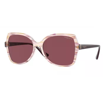 VOGUE VO5488S30625Q Sieviešu tauriņveida saulesbrilles - Caurspīdīgi rozā rāmis, tumši violetas gradienta lēcas, 56 mm
