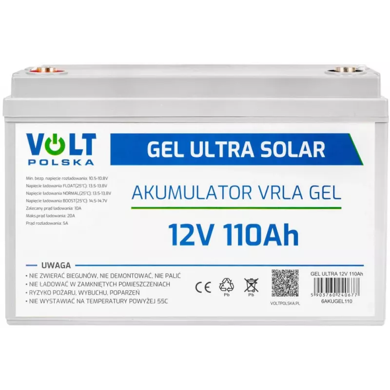 VOLT POLSKA GEL VPRO saules baterija 12V 110Ah