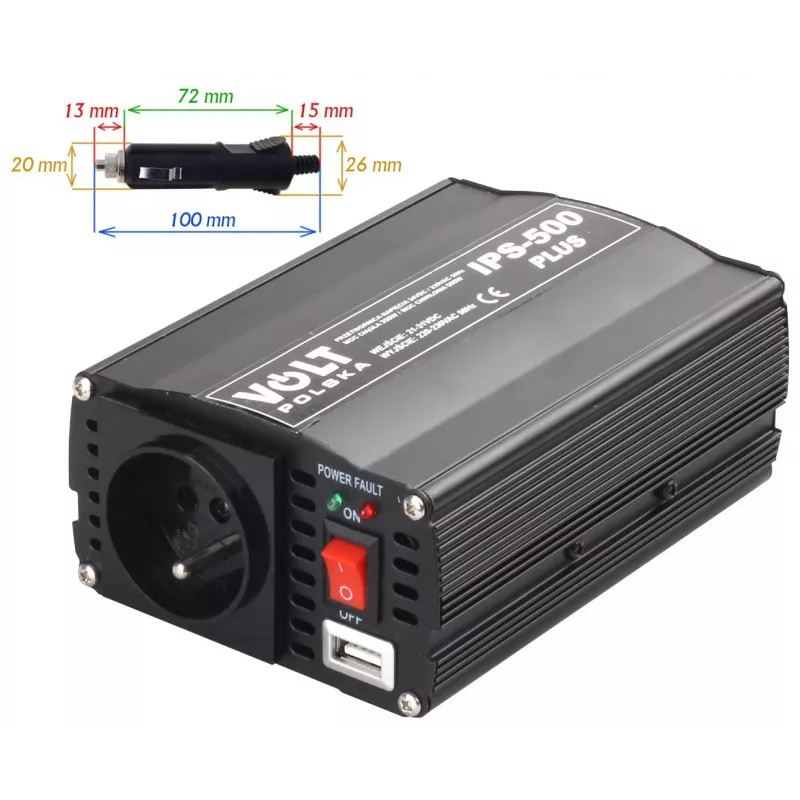 VOLT POLSKA IPS-500 PLUS 24V / 230V 350/500 W tīkla invertors