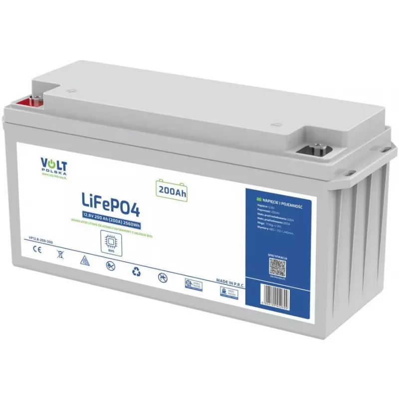 VOLT POLSKA Litija dzelzs fosfāta LiFePO4 akumulators 12.8V 200Ah 200A