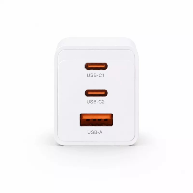 Voltage GaN 67W sienas lādētājs, 2x USB-C un 1x USB-A, PD 3.0, QC 3.0, PPS, ES spraudnis, balts