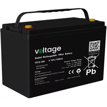 VOLTAGE AGM Akumulators 12V 100Ah VE12-100 (6-9 Gadu Darbības Laiks)