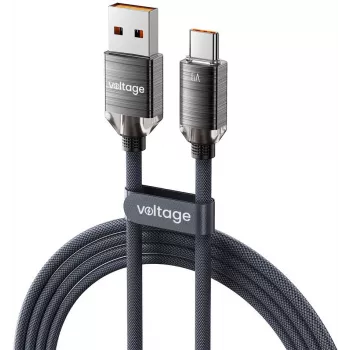 VOLTAGE PureCrystal USB-A uz USB-C kabelis 66W 1m melns