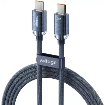 VOLTAGE PureCrystal USB-C uz USB-C kabelis 100W PD 2m zils
