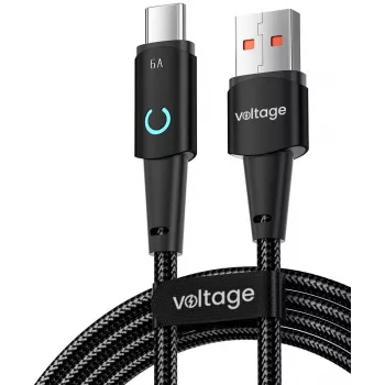 VOLTAGE VEKA66AC100BK PowerAngle 66W PD USB-A uz USB-C kabelis 1m Melns