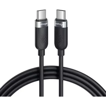 VOLTAGE VEKS100CC100BK USB-C uz USB-C silikona 100W PD kabelis 1m melns