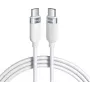VOLTAGE VEKS100CC100WE silikona USB-C uz USB-C kabelis 100W PD 1m balts