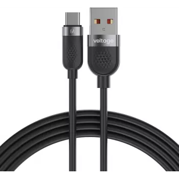 VOLTAGE VEKS66AC100BK USB-A uz USB-C silikona 66W PD kabelis 100cm melns