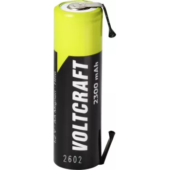 VOLTCRAFT AA akumulatora baterija NiMH 1,2V 2300mAh augstas strāvas ar U lodēšanas izvadu, gatava lietošanai, 1 iepakojums VC-17666045
